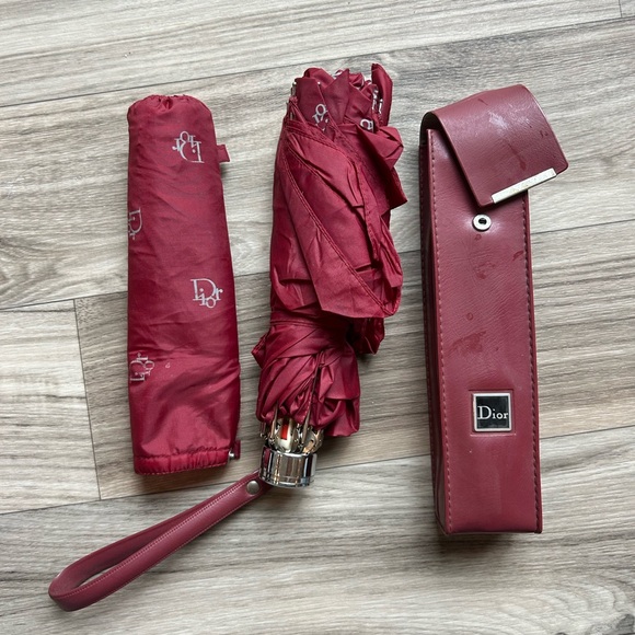 Dior Accessories - Dior Burgundy Compact Umbrella